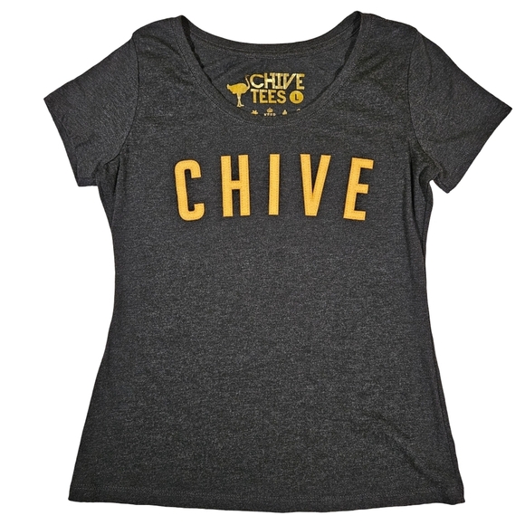 Chive T Shirt, Heather Black, Gold/Yellow Chive Logo, Size Large - Picture 4 of 8